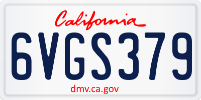 CA license plate 6VGS379