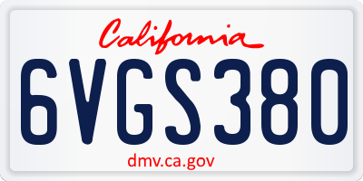 CA license plate 6VGS380