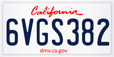 CA license plate 6VGS382