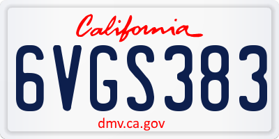 CA license plate 6VGS383