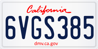 CA license plate 6VGS385
