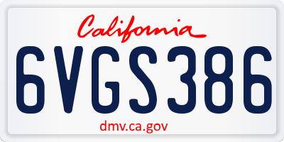 CA license plate 6VGS386