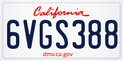 CA license plate 6VGS388