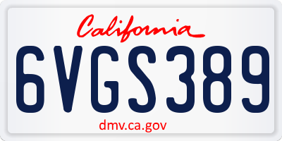 CA license plate 6VGS389