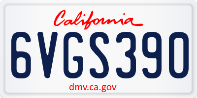 CA license plate 6VGS390