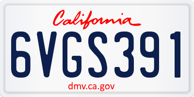 CA license plate 6VGS391