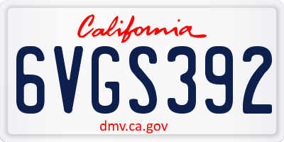 CA license plate 6VGS392