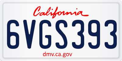 CA license plate 6VGS393