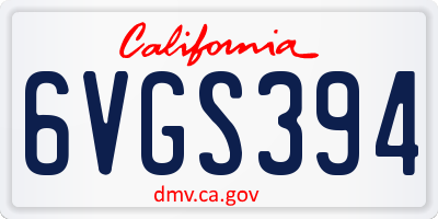 CA license plate 6VGS394