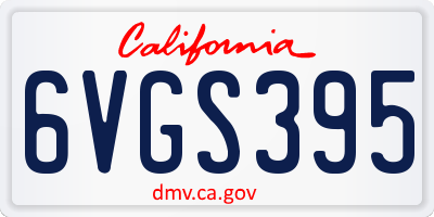 CA license plate 6VGS395