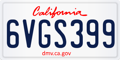 CA license plate 6VGS399