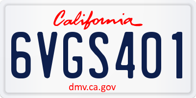 CA license plate 6VGS401