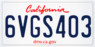 CA license plate 6VGS403