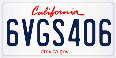 CA license plate 6VGS406