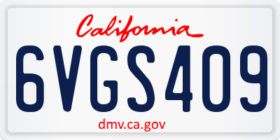 CA license plate 6VGS409