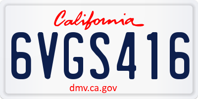 CA license plate 6VGS416