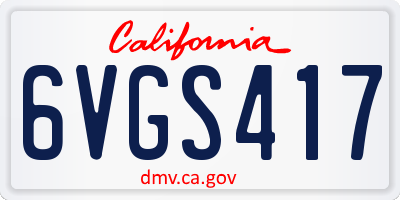 CA license plate 6VGS417