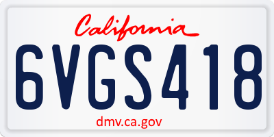 CA license plate 6VGS418