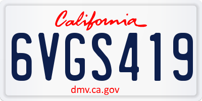 CA license plate 6VGS419