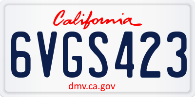 CA license plate 6VGS423