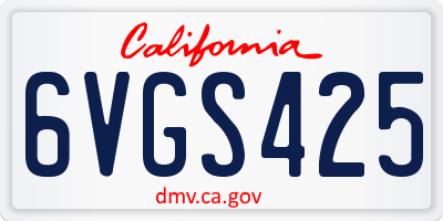CA license plate 6VGS425