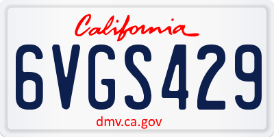 CA license plate 6VGS429