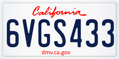 CA license plate 6VGS433