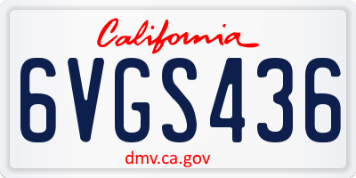 CA license plate 6VGS436