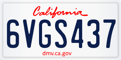 CA license plate 6VGS437