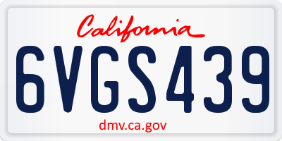 CA license plate 6VGS439