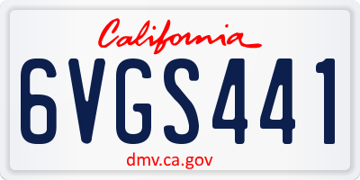 CA license plate 6VGS441