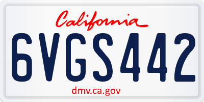 CA license plate 6VGS442