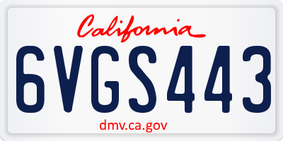 CA license plate 6VGS443