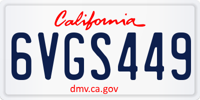 CA license plate 6VGS449