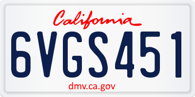 CA license plate 6VGS451