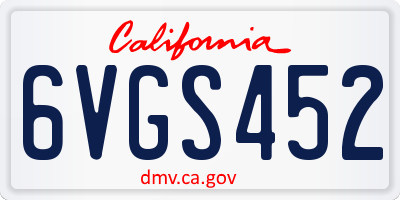 CA license plate 6VGS452