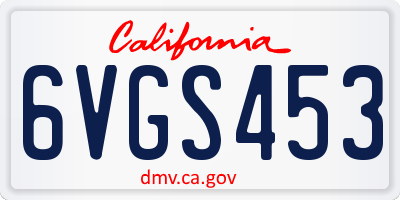 CA license plate 6VGS453