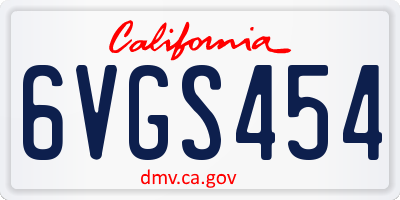 CA license plate 6VGS454