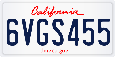 CA license plate 6VGS455
