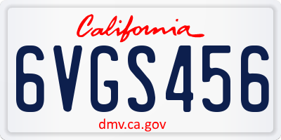 CA license plate 6VGS456