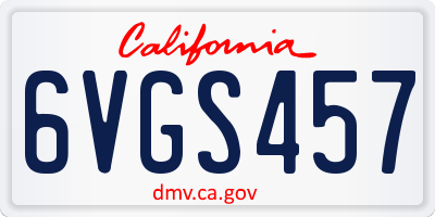 CA license plate 6VGS457