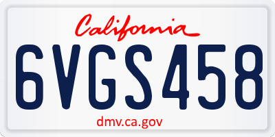 CA license plate 6VGS458