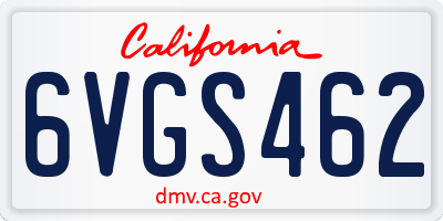 CA license plate 6VGS462