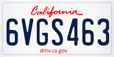 CA license plate 6VGS463