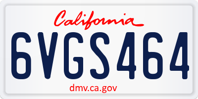 CA license plate 6VGS464