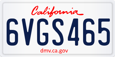 CA license plate 6VGS465