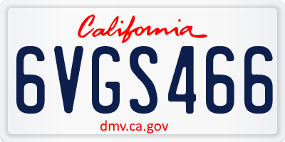 CA license plate 6VGS466