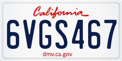 CA license plate 6VGS467