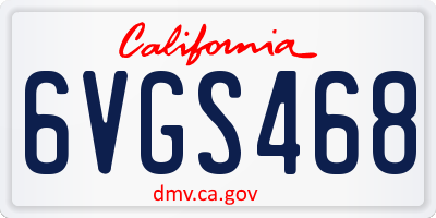 CA license plate 6VGS468