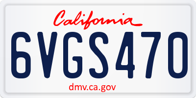 CA license plate 6VGS470